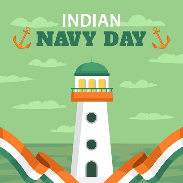 Flat indian navy day illustration