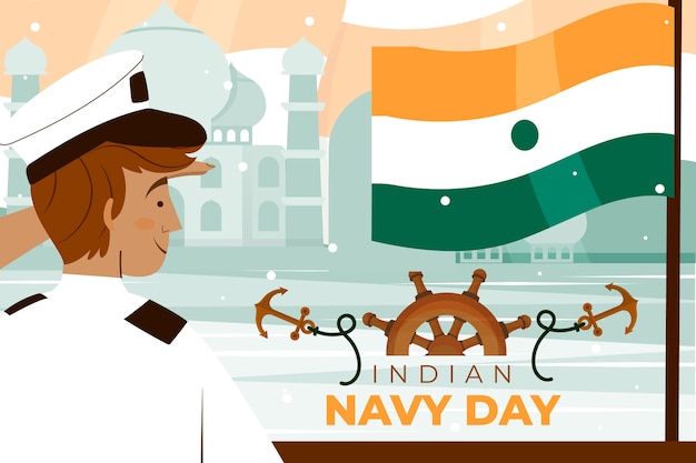 Flat indian navy day illustration