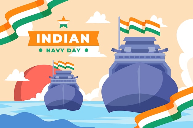 Flat indian navy day illustration