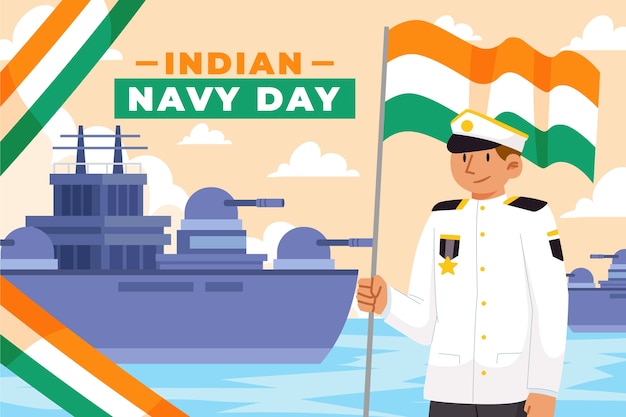 Flat indian navy day illustration