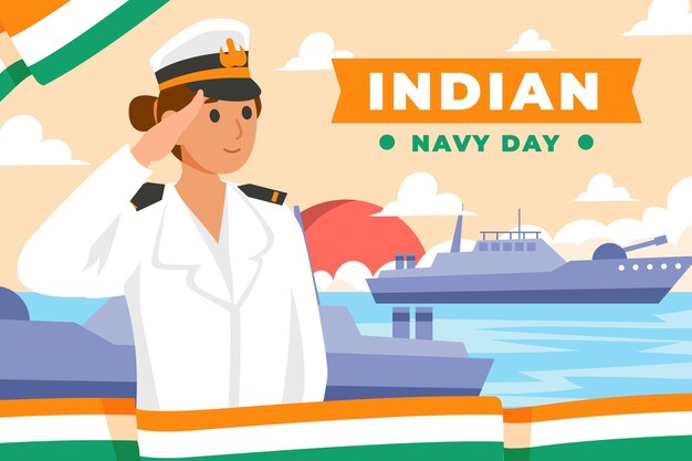 Vector flat indian navy day illustration