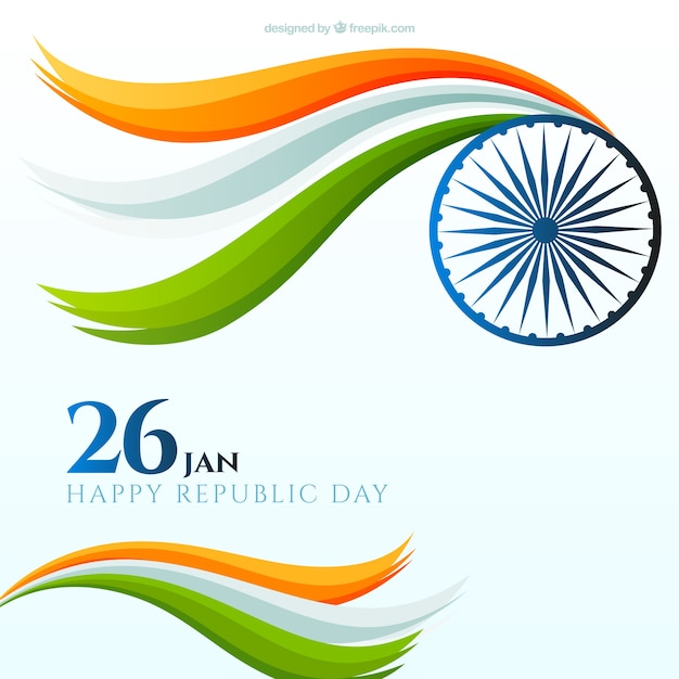 Flat indian republic day background with wavy shapes