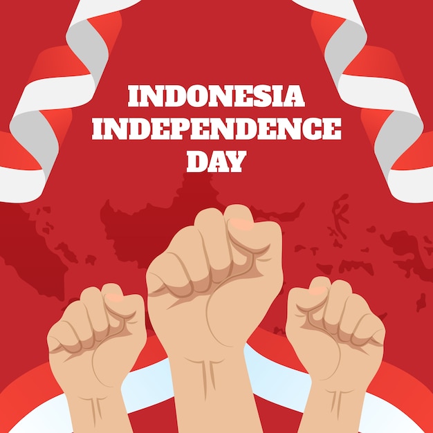 Flat indonesia independence day illustration