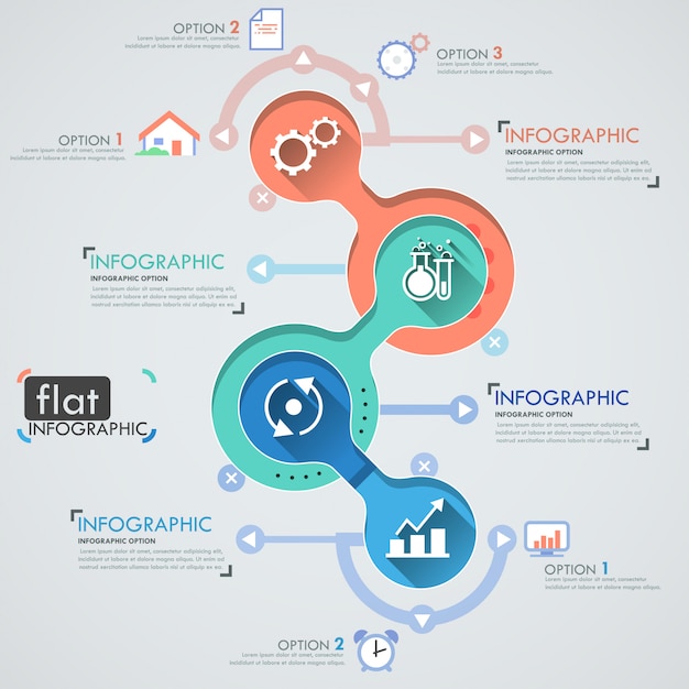 Flat infographic design with icons for 4 options