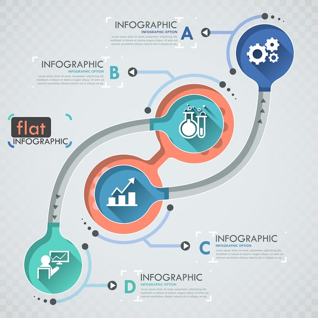 Flat infographic design with icons for 4 options