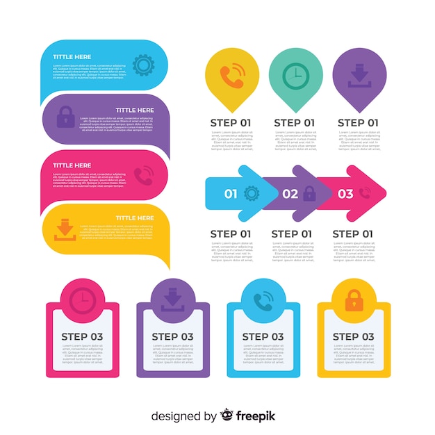 Flat infographic element collection