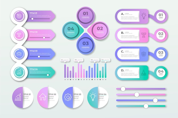 Flat infographic element collection