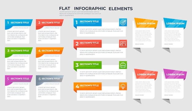 Flat infographic elements with stats collection