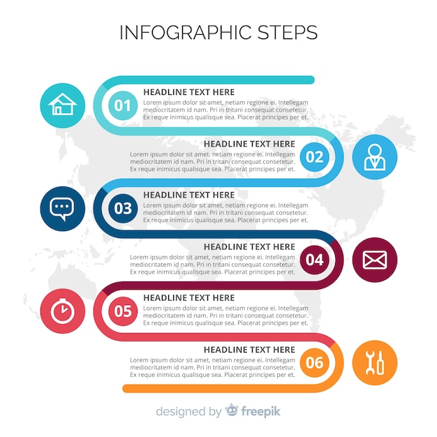 Flat infographic steps