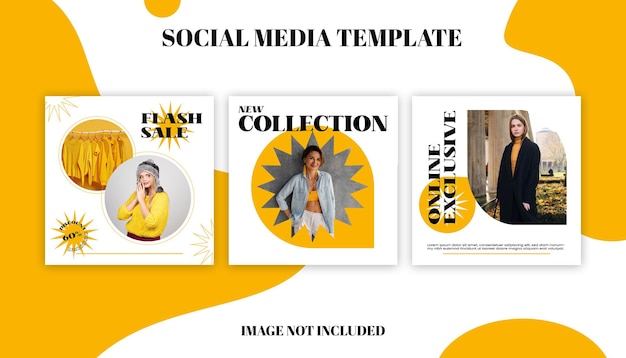 Flat instagram sale posts collection Free Vector social media template