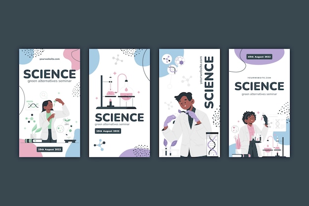 Flat instagram stories collection for science research