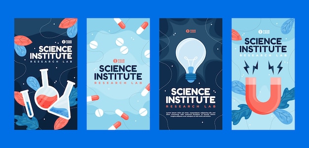 Flat instagram stories collection for science research