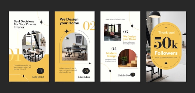 Flat interior design company instagram stories collection