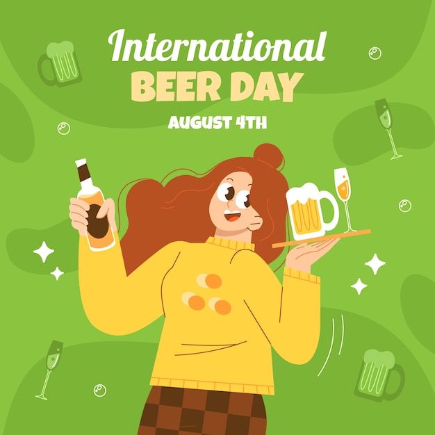 Flat international beer day illustration