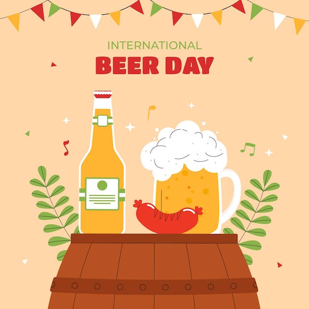 Flat international beer day illustration