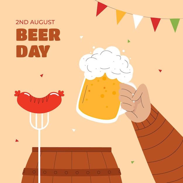 Flat international beer day illustration