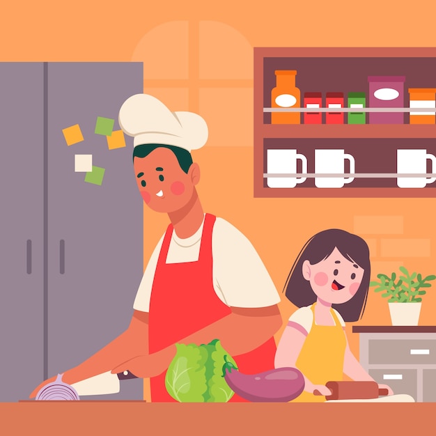 Flat international chefs day illustration