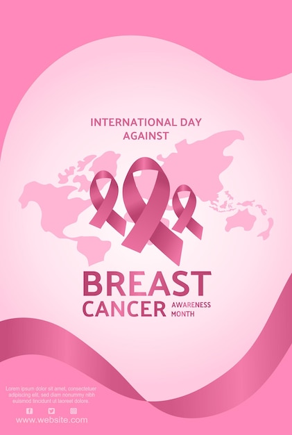 Flat international day against breast cancer poster and background