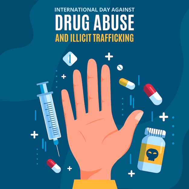 Flat international day against drug abuse and illicit trafficking illustration