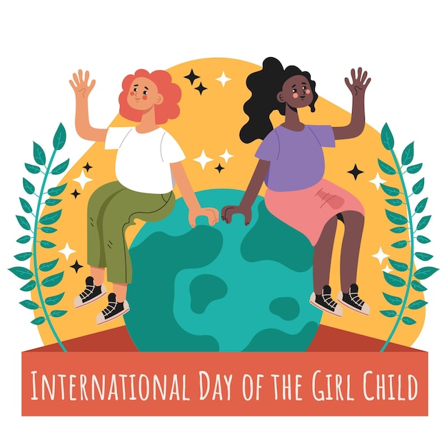 Flat international day of the girl child illustration