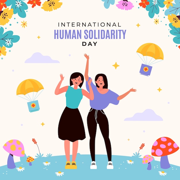 Flat international human solidarity day illustration