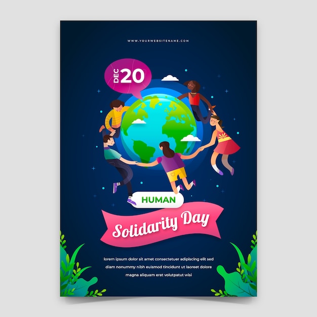 Vector flat international human solidarity day vertical poster template