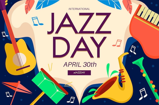 Flat international jazz day illustration