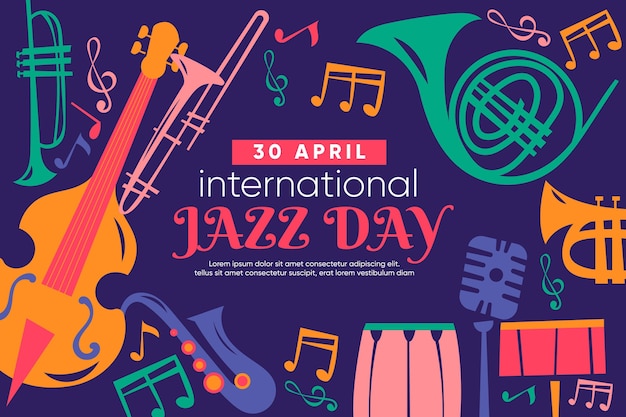 Flat international jazz day illustration