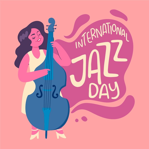 Flat international jazz day illustration