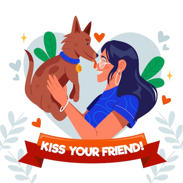 Flat international kissing day illustration