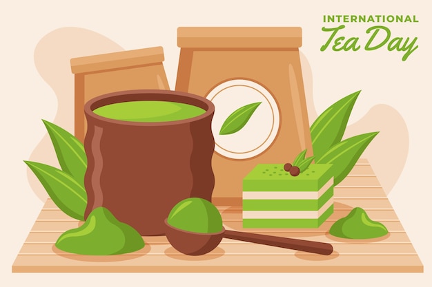 Flat international tea day background