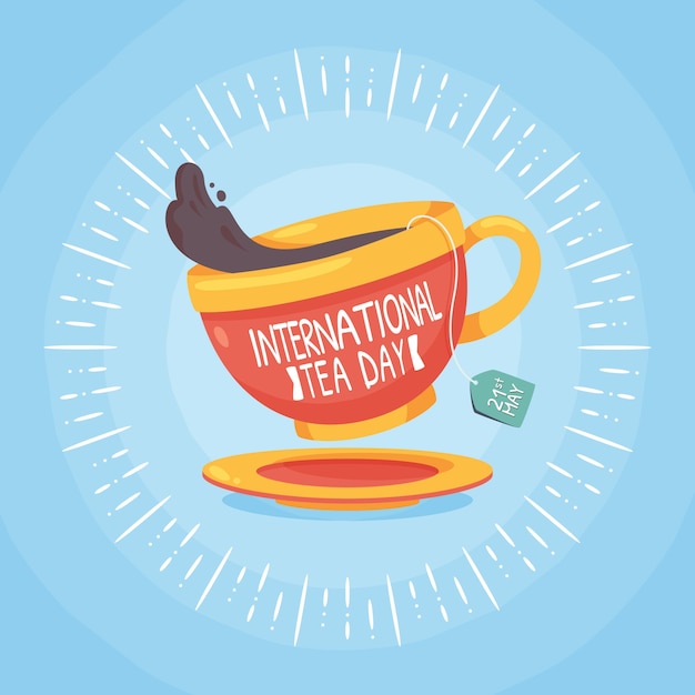 Flat international tea day illustration