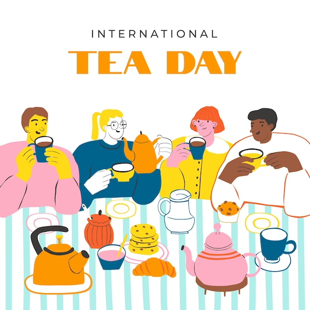 Vector flat international tea day illustration