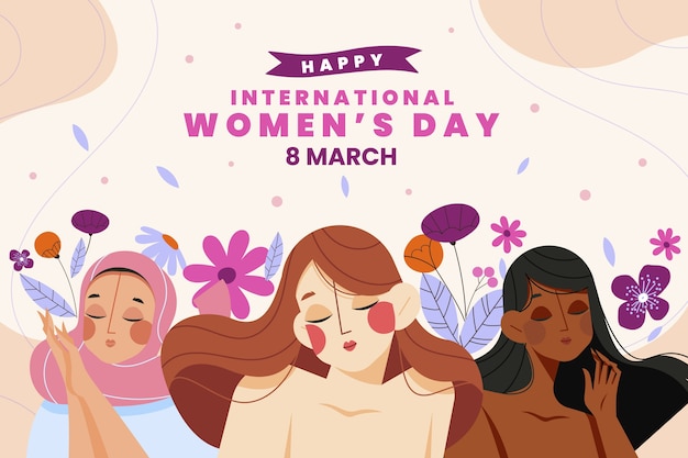 Flat international women's day background