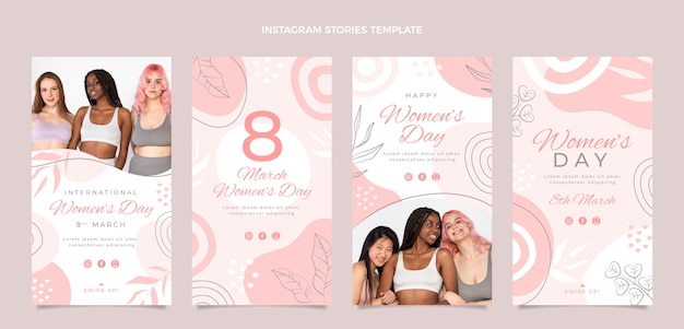 Flat international women's day instagram stories collection