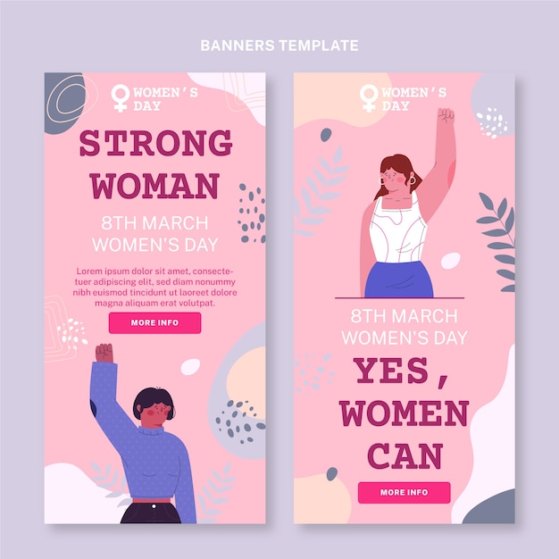 Flat international women's day vertical banners set