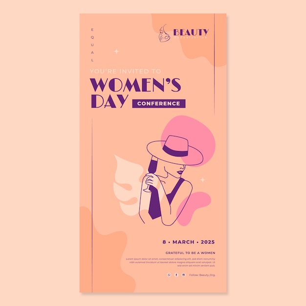 Flat international women's day vertical poster template