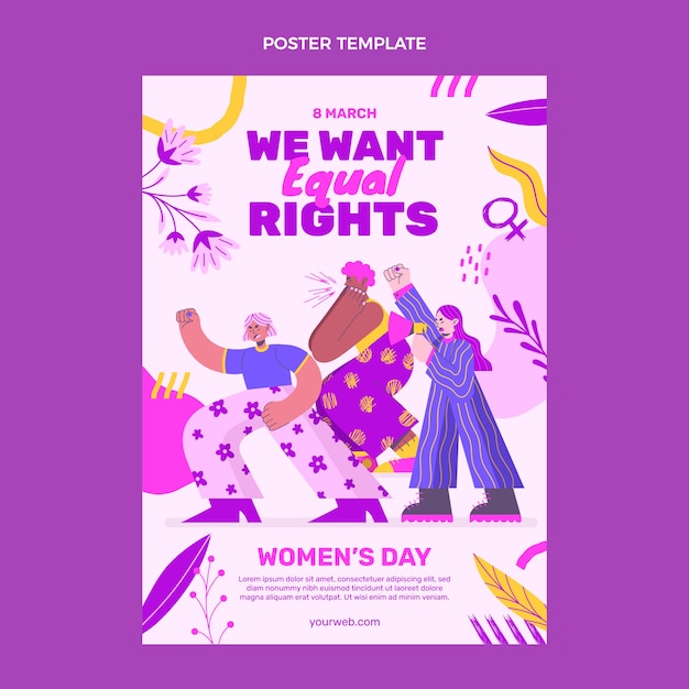 Vector flat international women's day vertical poster template