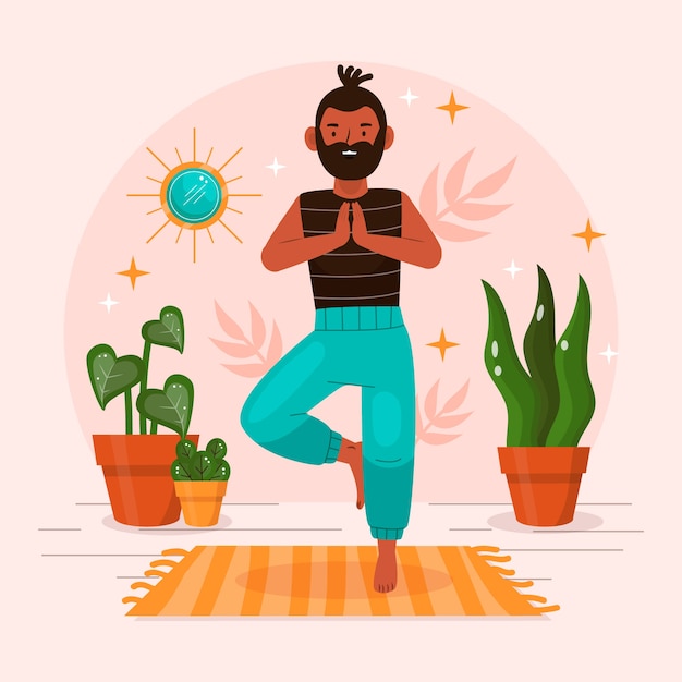 Vector flat international yoga day illustration