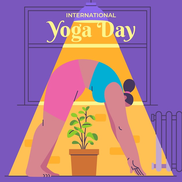 Vector flat international yoga day illustration