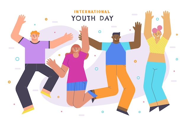 Flat international youth day illustration