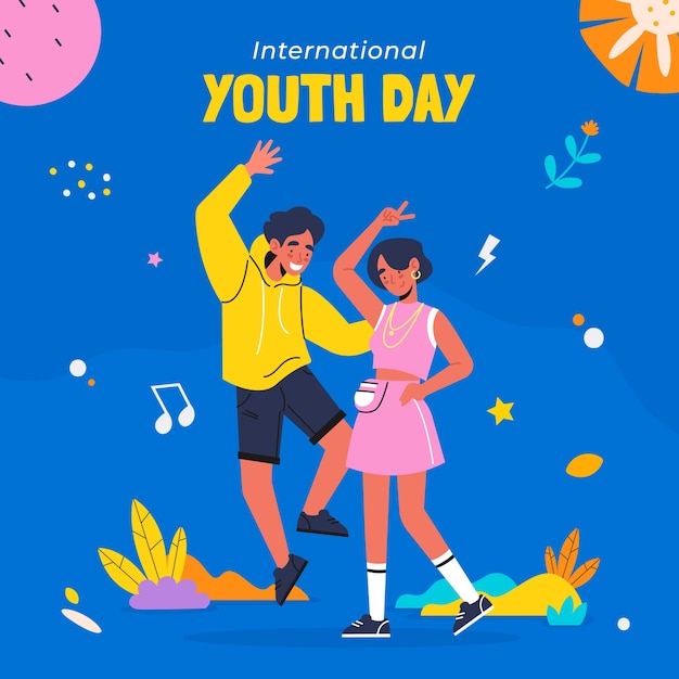 Flat international youth day illustration