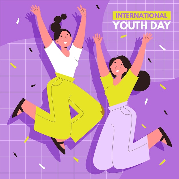 Flat international youth day illustration