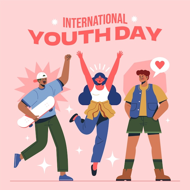 Flat international youth day illustration