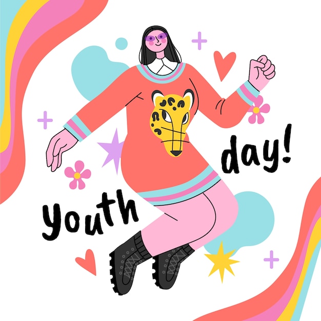 Flat international youth day illustration