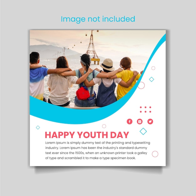 Flat international youth day post and banner