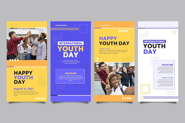 Flat international youth day story collection with photo