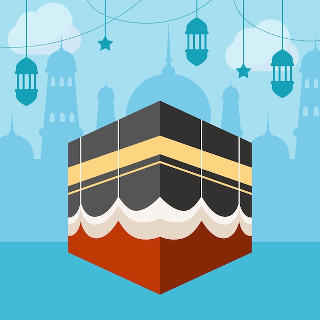 Flat islamic hajj pilgrimage illustration