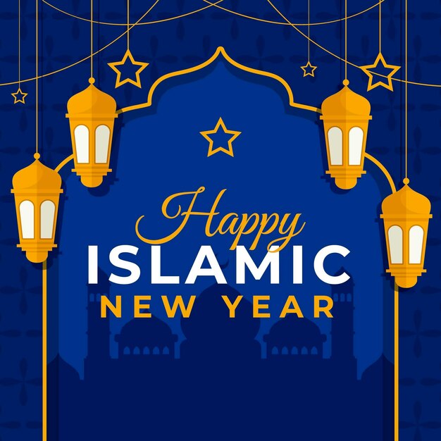 Flat islamic new year illustration