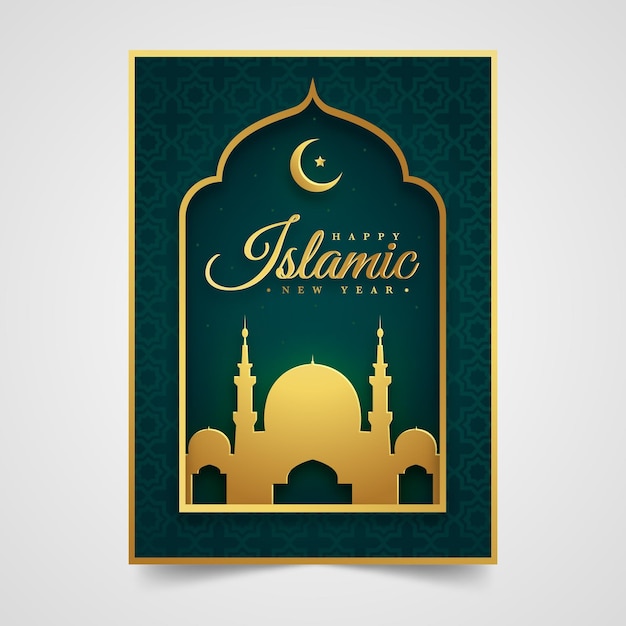 Flat islamic new year poster